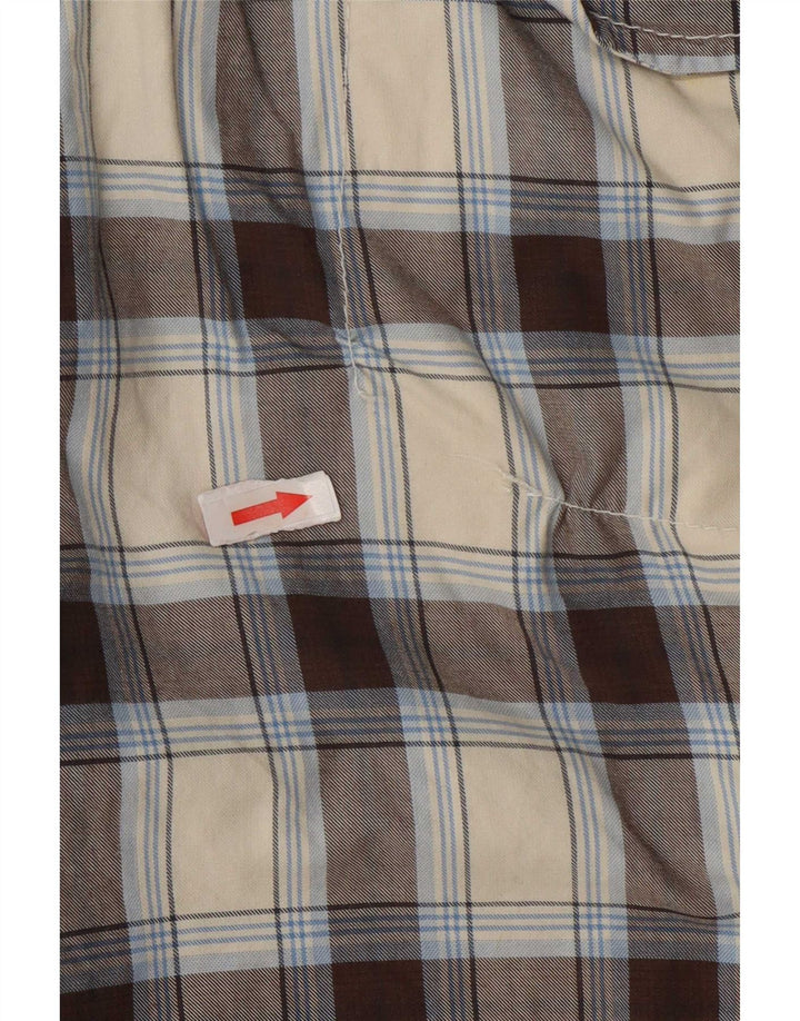 Shorts cargo masculino Brax W36 grande algodão xadrez bege