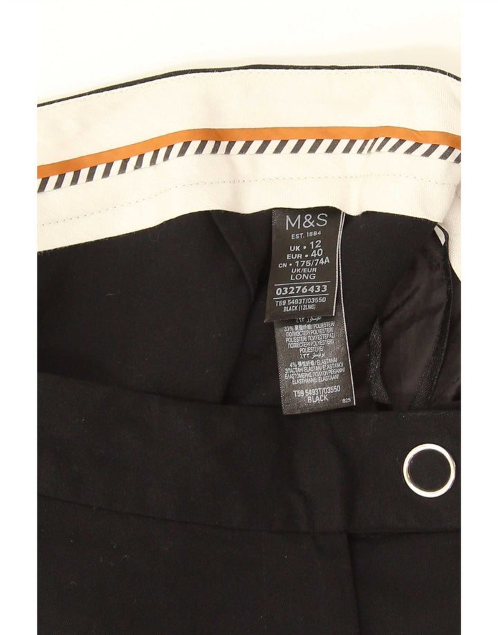 Calça feminina Marks & Spencer Straight Suit Reino Unido 12 Médio W32 L32 Preta