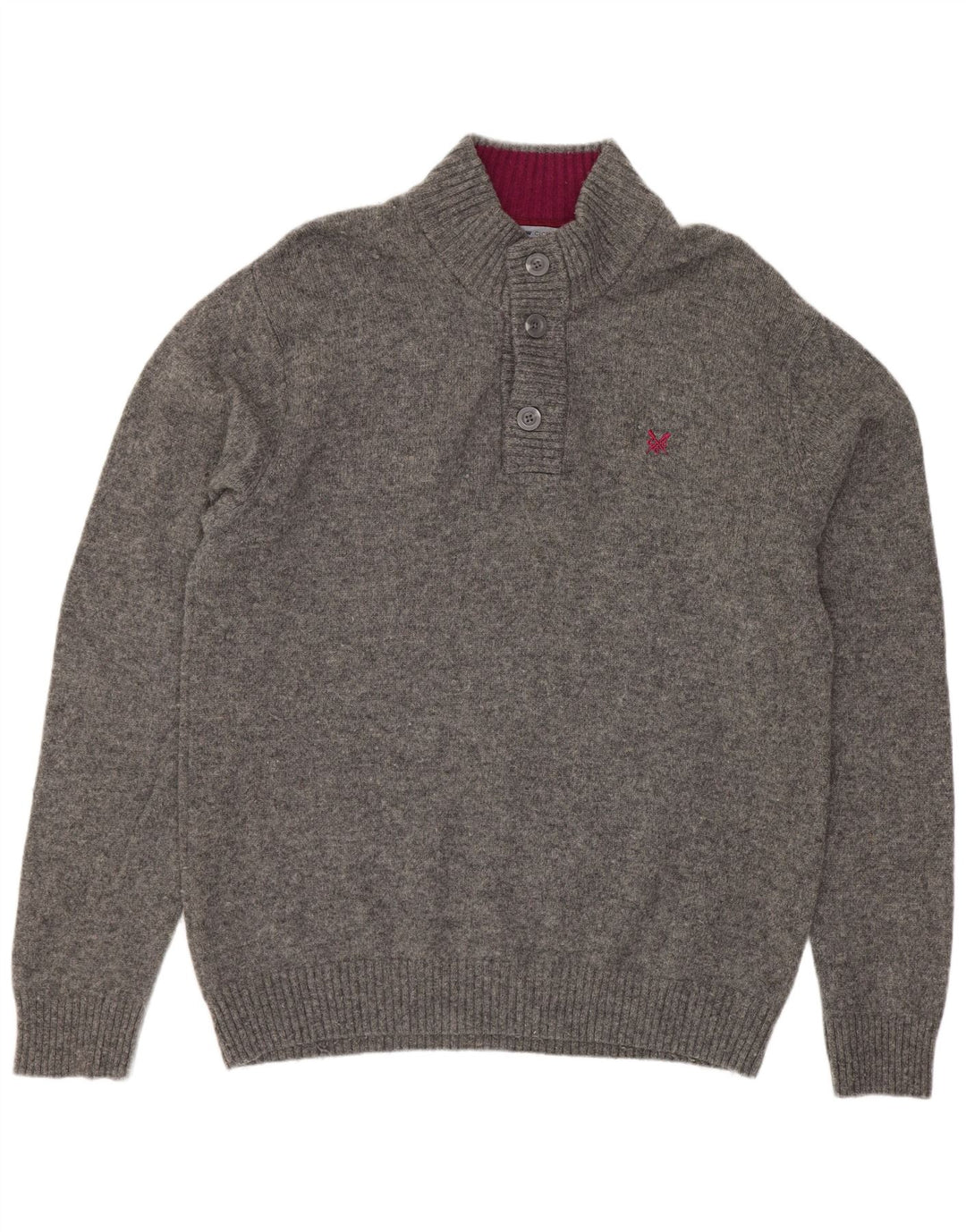 Suéter masculino com gola redonda e gola redonda XL de lã cinza