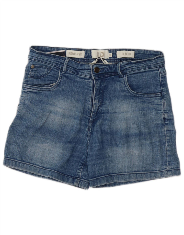 Shorts jeans feminino slim fit da Dack IT 46 grande W30 algodão azul