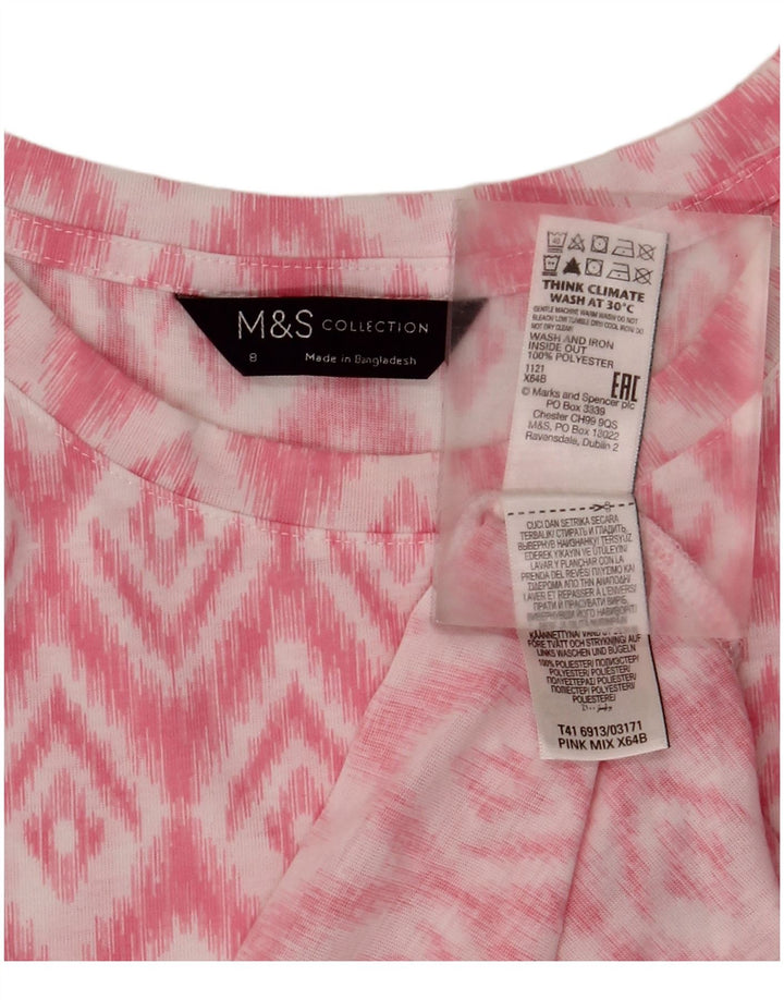 Blusa feminina sem mangas Marks & Spencer UK 8 pequena rosa Ikat poliéster