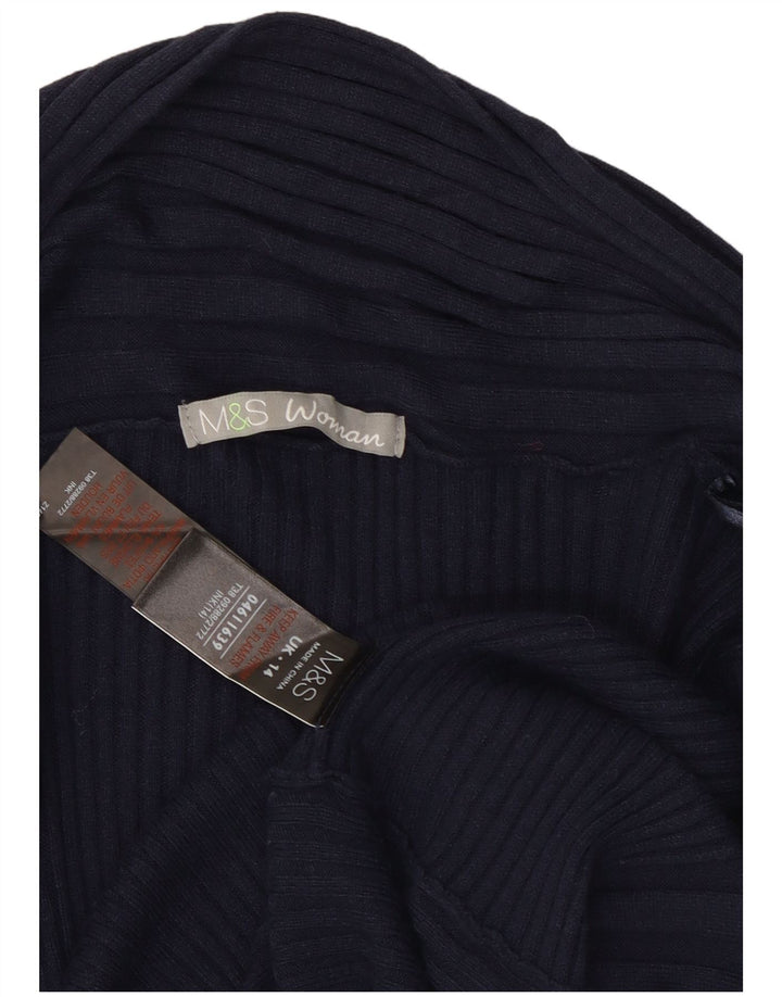 Suéter cardigã feminino Longline da Marks & Spencer Reino Unido 14 médio azul marinho