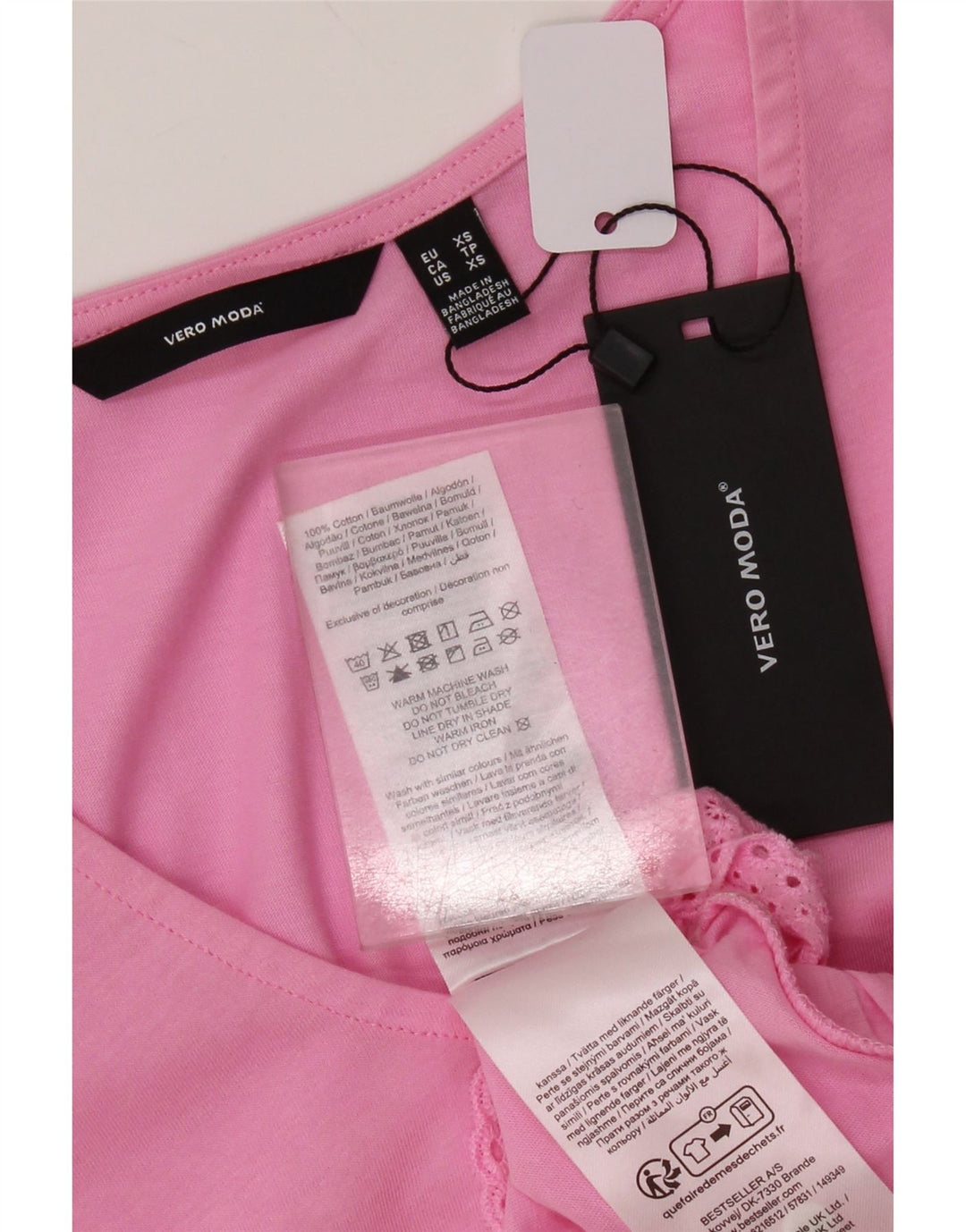 Camiseta feminina com estampa abstrata Vero Moda UK 6 XS algodão rosa