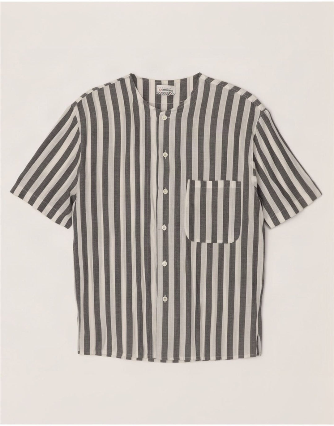Camisa masculina de manga curta Stefanel de algodão listrado branco médio