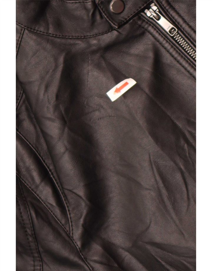 Zara Jaqueta bomber masculina de couro sintético Reino Unido 40 grande poliéster preto