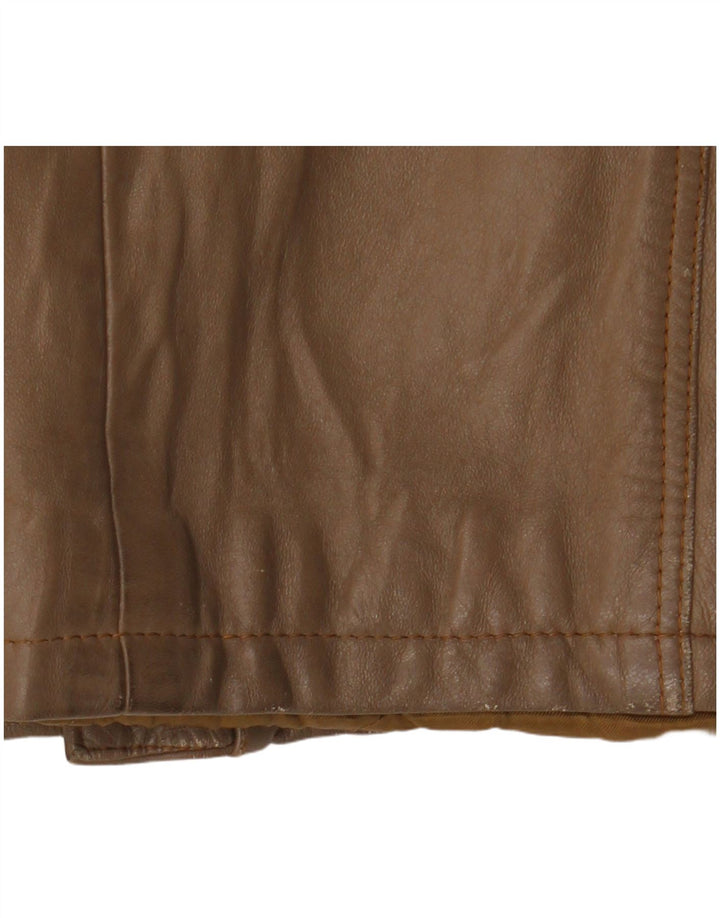 Jaqueta de couro feminina vintage UK 14 marrom médio