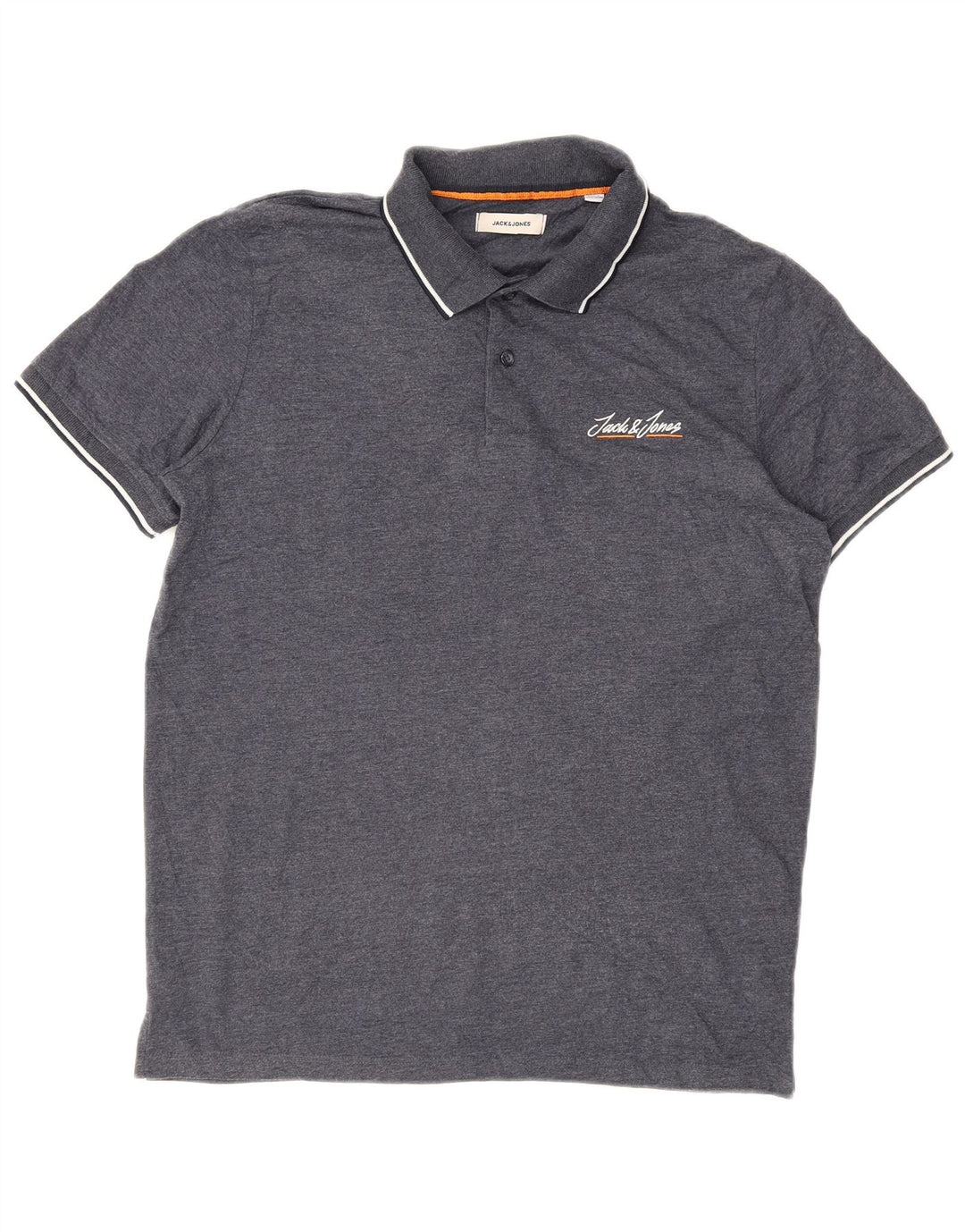 Camisa polo masculina JACK & JONES grande algodão listrado cinza