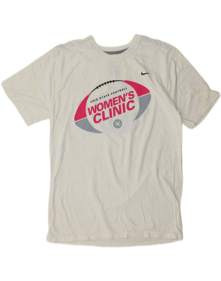 Camiseta feminina NIKE com estampa gráfica UK 14 médio algodão branco