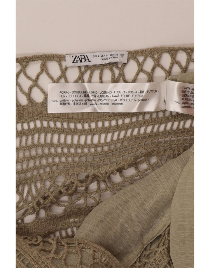 Zara Womens Maxi Sundress UK 8 Pequeno Poliéster Cáqui