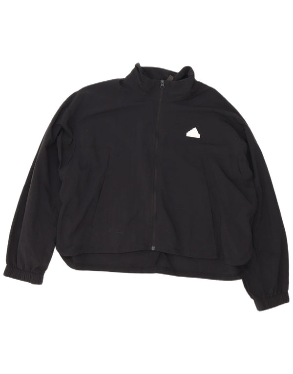 Adidas Womens Oversized Tracksuit Top Jacket Reino Unido 12/14 Médio Preto