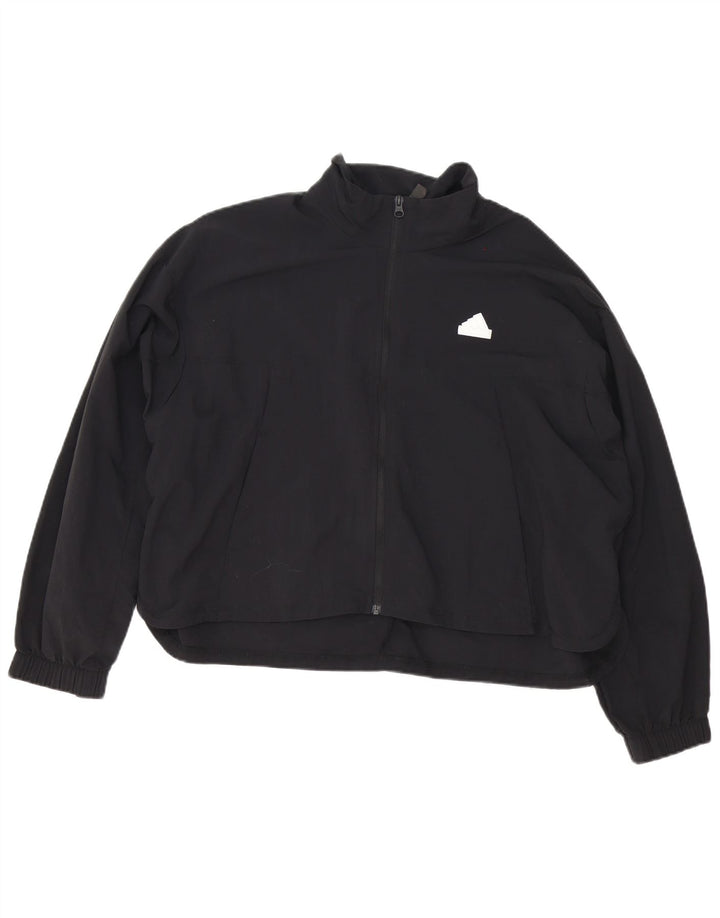 Adidas Womens Oversized Tracksuit Top Jacket Reino Unido 12/14 Médio Preto