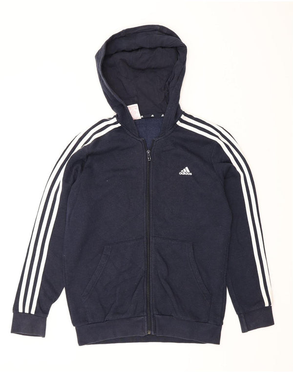 Adidas masculino zip moletom com capuz pequeno azul marinho