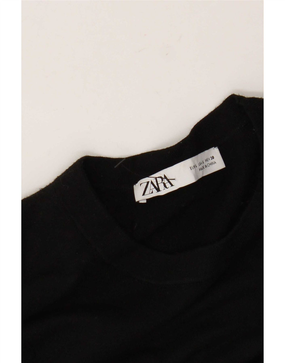 Zara Suéter feminino com gola redonda, Reino Unido 16, grande, preto