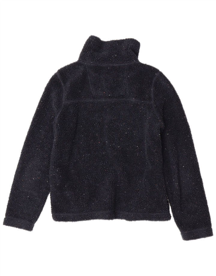 Jumper de lã com zíper e pescoço para mulheres gordas, poliéster azul marinho pequeno Reino Unido 8