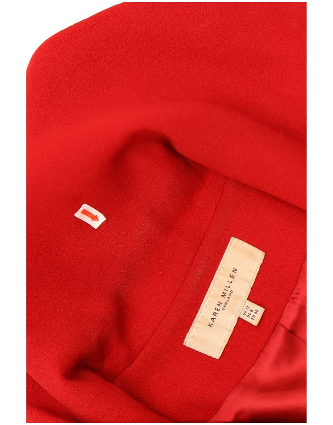 Jaqueta blazer feminina Karen Millen com 3 botões Reino Unido 12 lã vermelha média