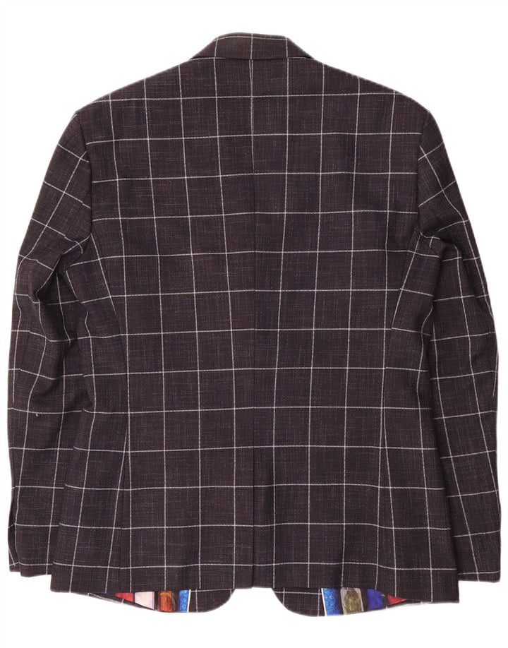 Jaqueta Blazer Masculina Cavani com 2 Botões Reino Unido 42 XL Azul Marinho Xadrez Poliéster