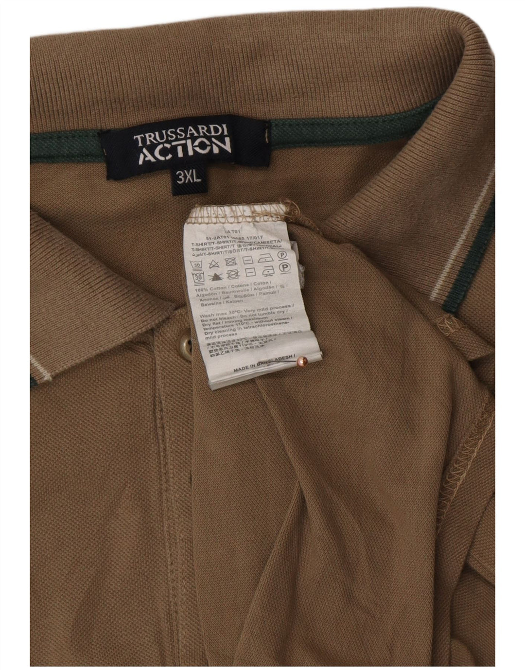 Camisa polo masculina TRUSSARDI 3XL algodão marrom