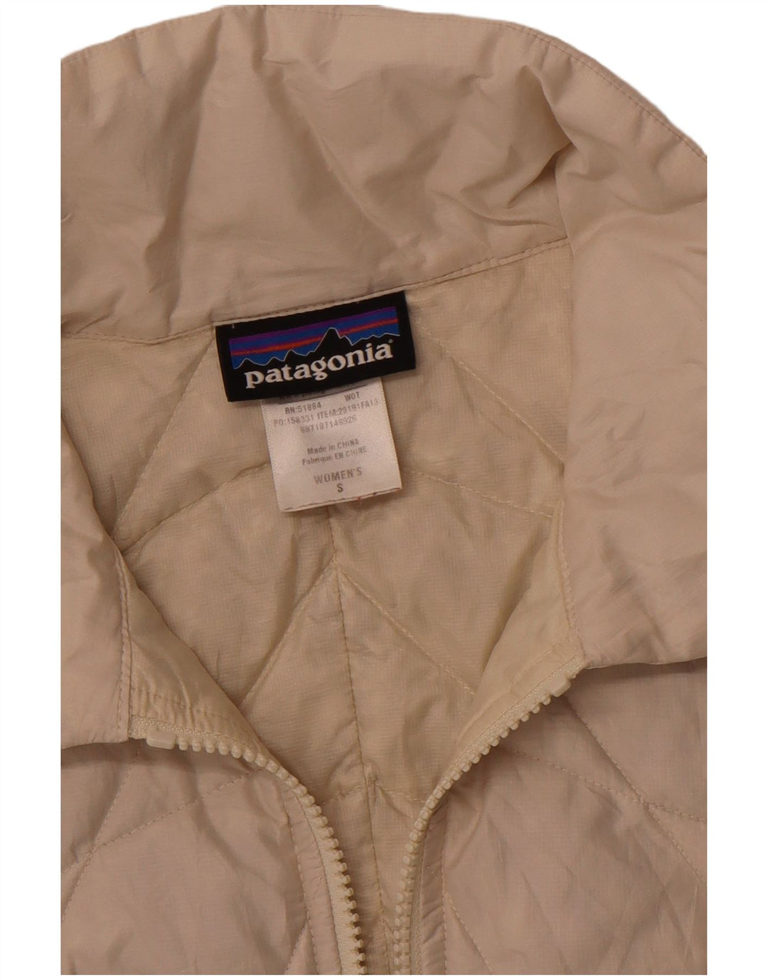 Jaqueta feminina acolchoada acolchoada PATAGONIA UK 10 pequena poliéster branco