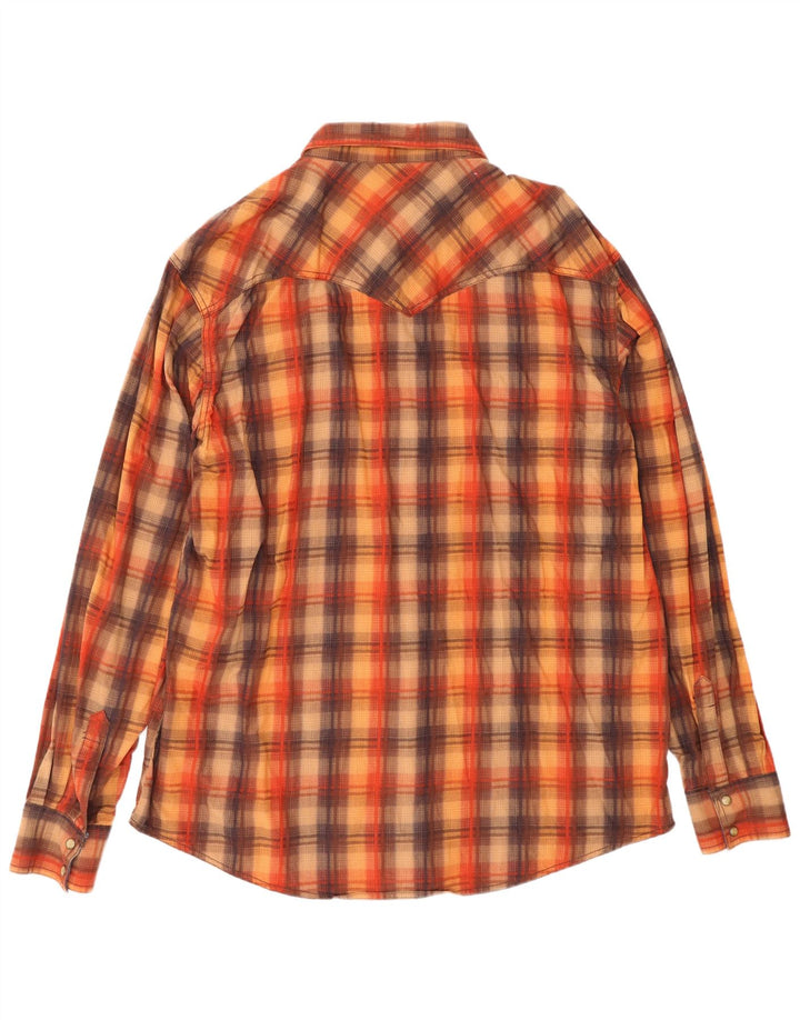 Camisa retrô masculina Wrangler 2XL algodão xadrez marrom