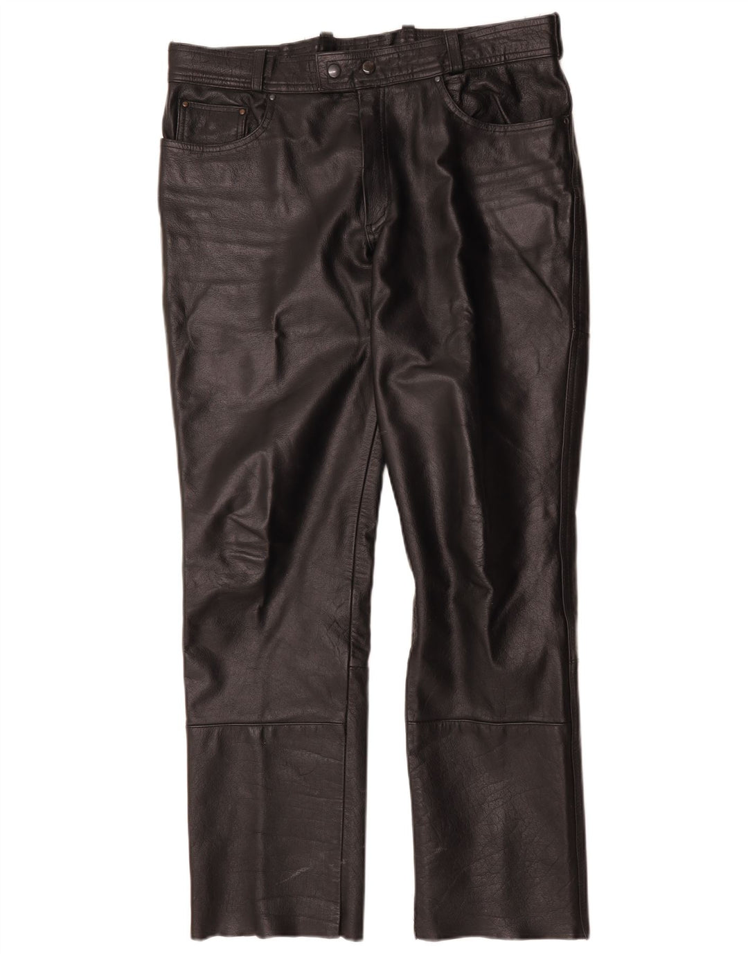 Calça Louis masculina reta de couro W34 L30 preta