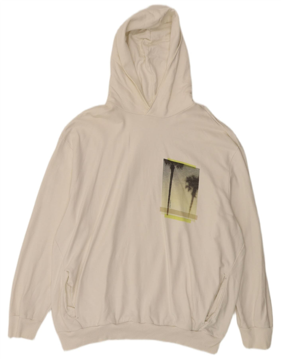 Calvin Klein moletom com capuz gráfico masculino 3XL algodão branco