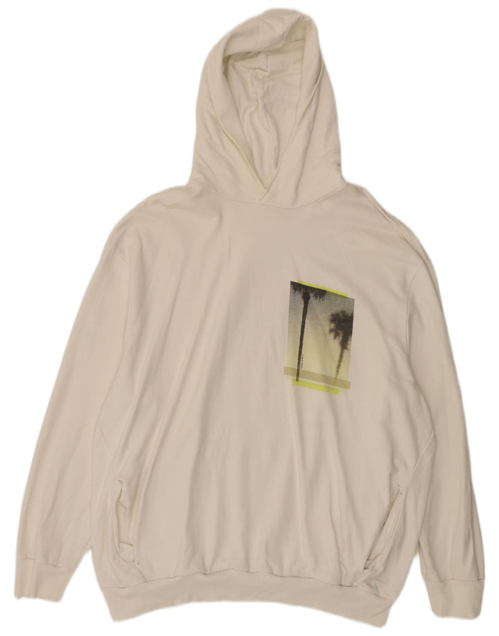 Calvin Klein moletom com capuz gráfico masculino 3XL algodão branco