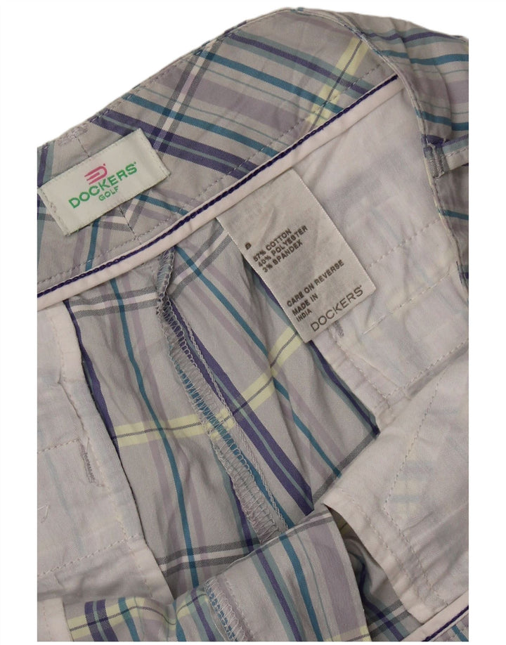 DOCKERS Shorts feminino casual US 8 médio W34 cinza xadrez algodão