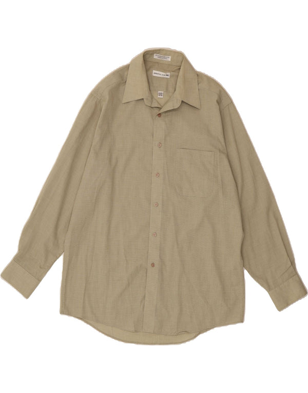 Camisa masculina PIERRE CARDIN tamanho 15/15 1/2 poliéster bege médio