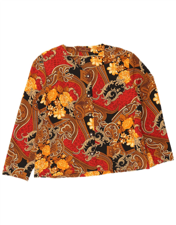 Jaqueta blazer feminina vintage com 5 botões UK 16 grande paisley multicolorida