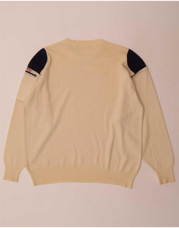 Il Granchio Suéter masculino com gola redonda e lã colorblock bege XL