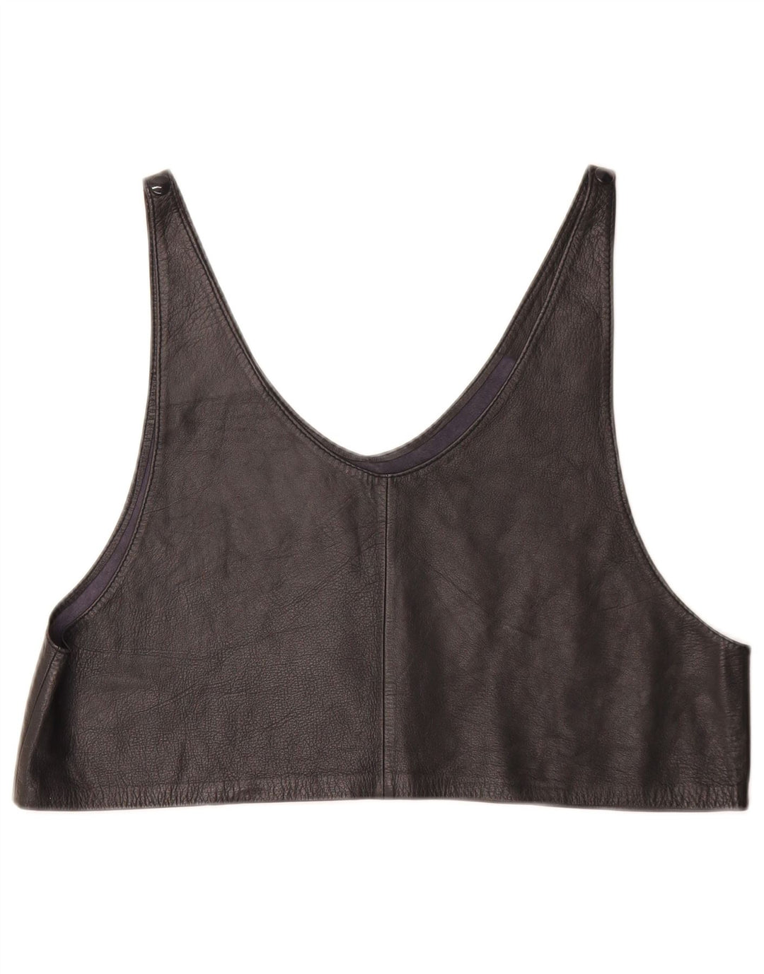 Top curto de couro feminino VINTAGE UK 12 médio preto