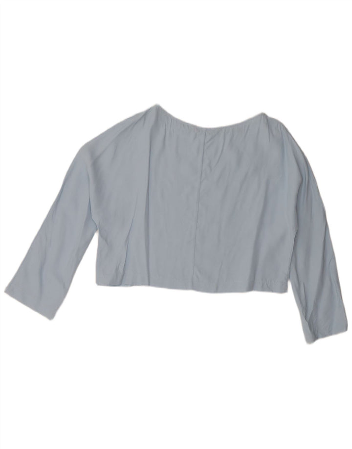 Blusa feminina Zara Top UK 14 grande viscose azul