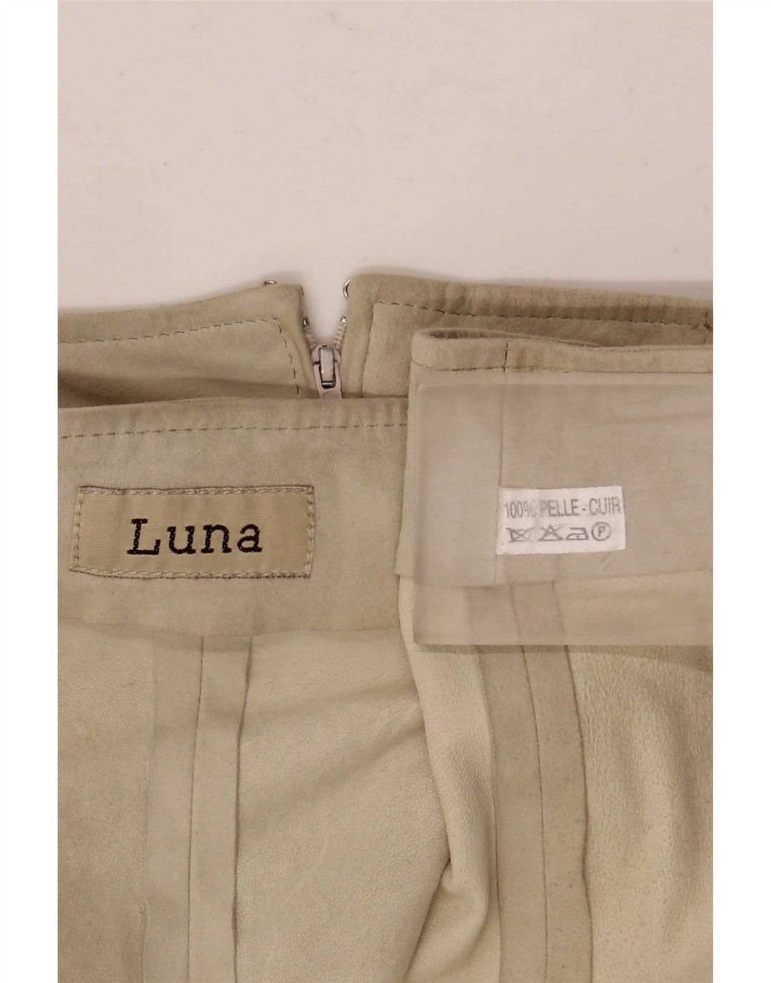 Luna saia feminina camurça linha A W28 couro bege médio