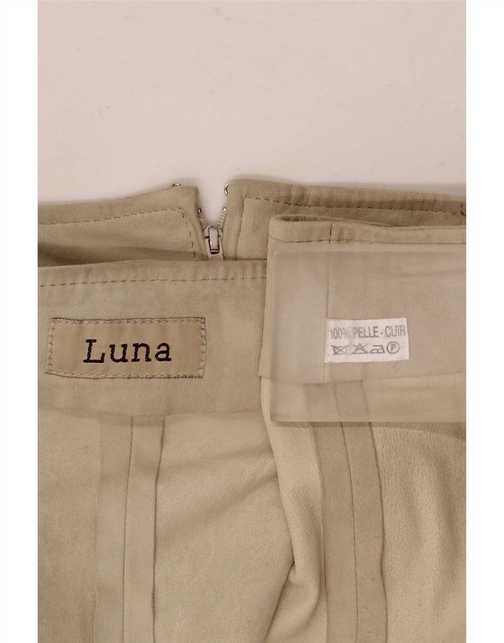 Luna saia feminina camurça linha A W28 couro bege médio
