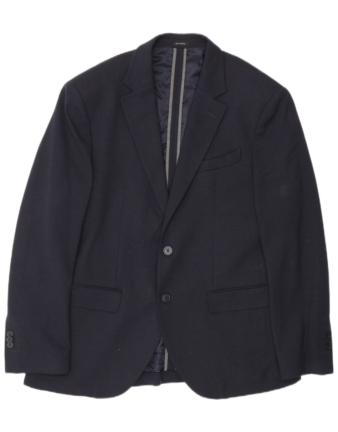 Jaqueta blazer masculina Massimo Dutti com 2 botões UE 50 lã azul marinho médio