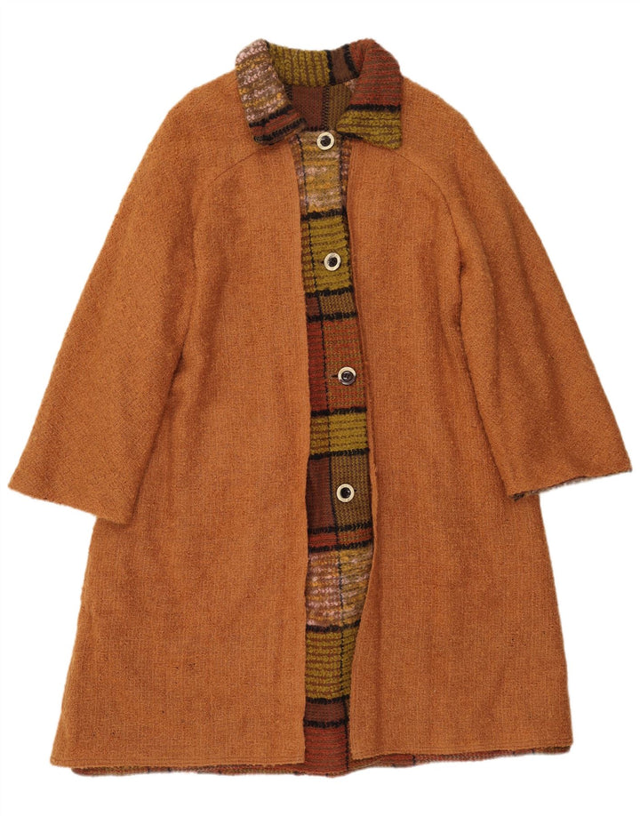 Sobretudo feminino vintage UK 16 grande marrom