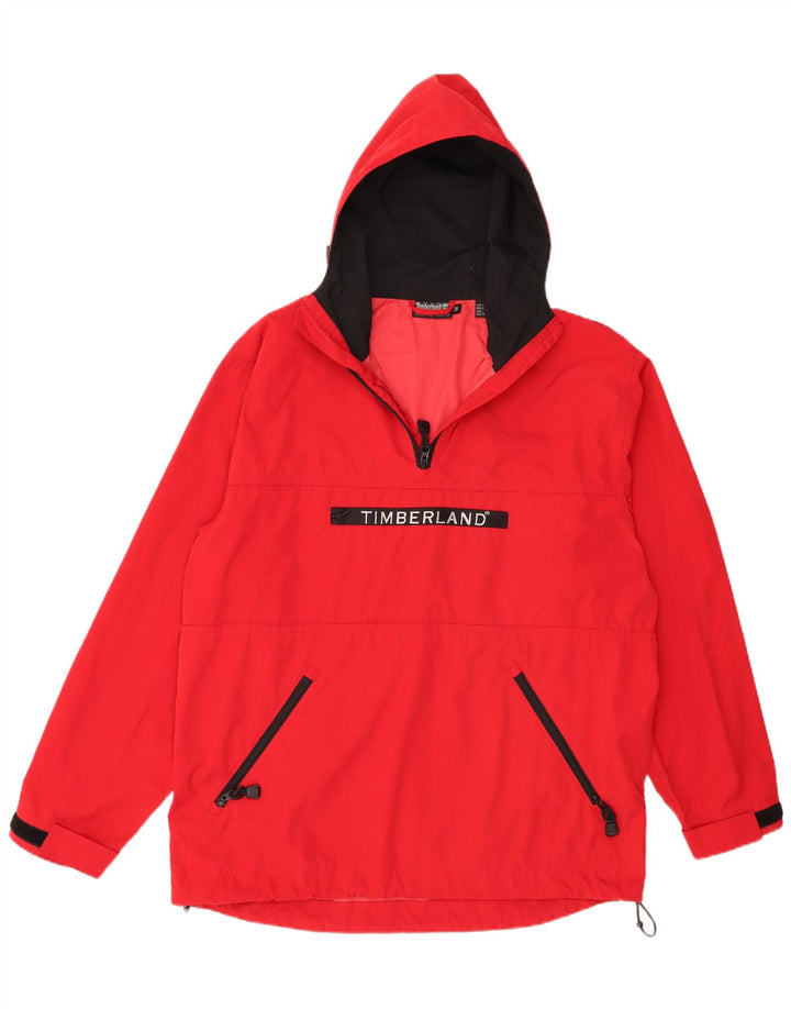 Jaqueta masculina Timberland com capuz gráfico Anorak UK 38 poliéster vermelho médio