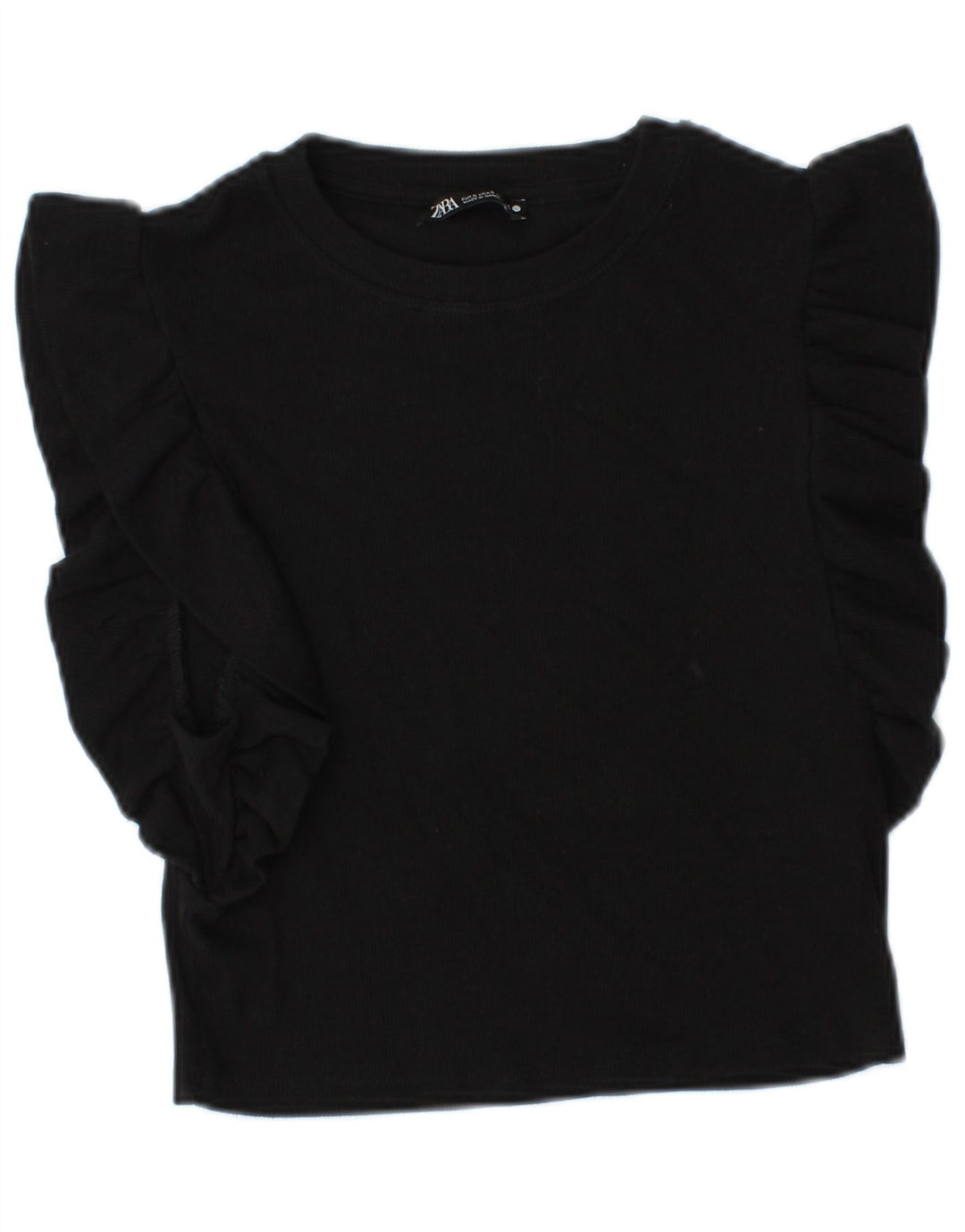 Blusa feminina Zara Top UK 8 pequeno algodão preto