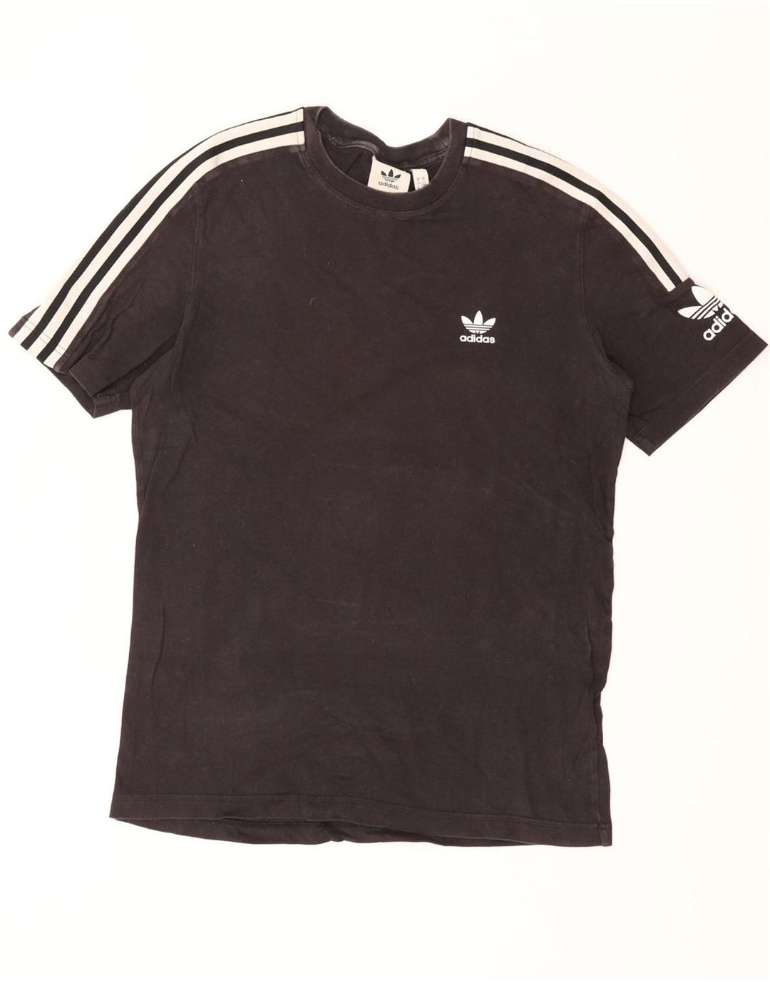 ADIDAS Mens Camiseta Top Pequeno Algodão Preto