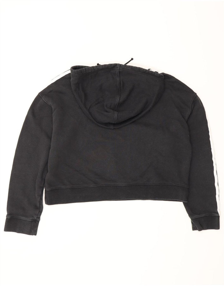 Adidas Womens Crop Oversized Hoodie Jumper Reino Unido 12 Médio Preto