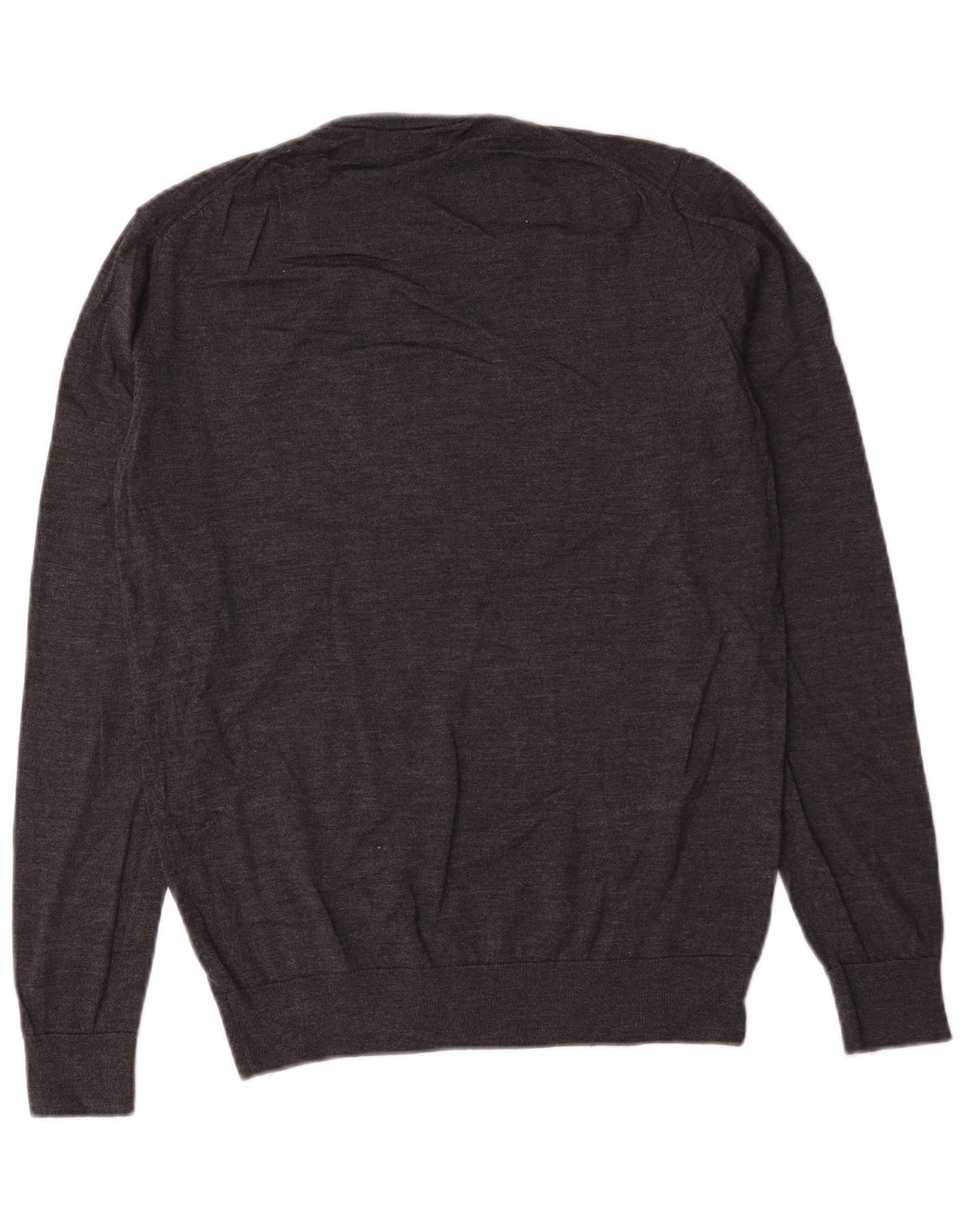 Zara Suéter masculino com gola redonda, grande lã cinza
