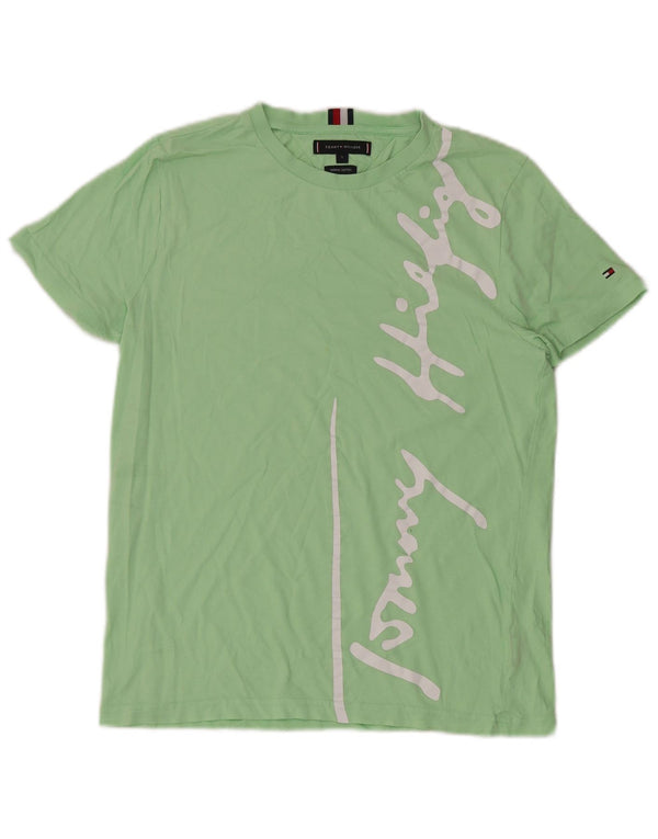 Camiseta masculina TOMMY HILFIGER com estampa gráfica pequena de algodão verde