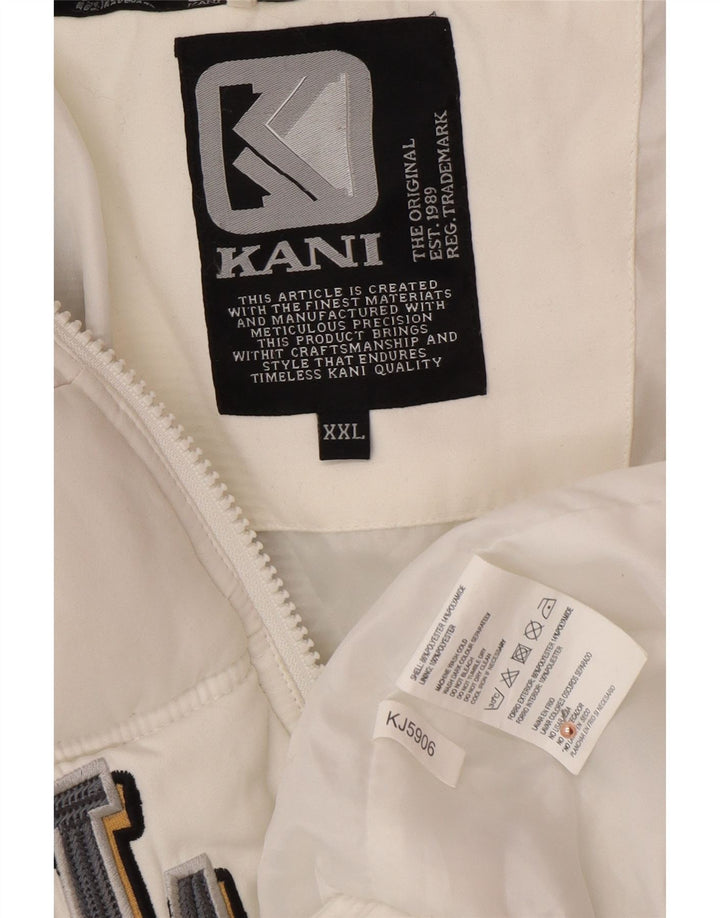 Jaqueta masculina acolchoada com capuz gráfico KARL KANI UK 44 2XL poliéster branco