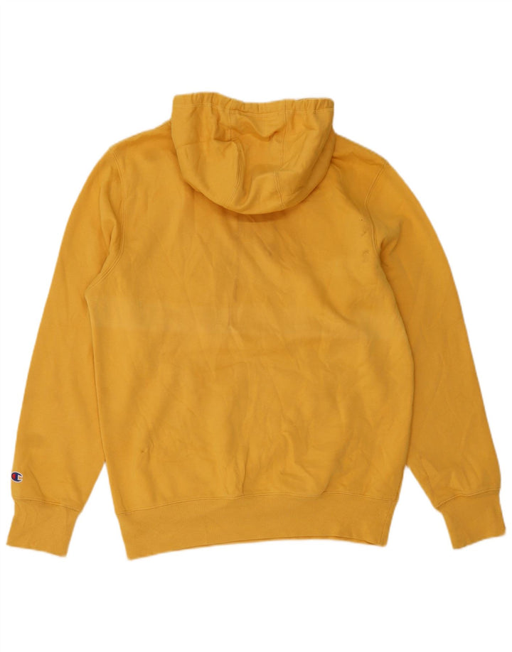 CHAMPION Suéter com capuz gráfico masculino pequeno amarelo