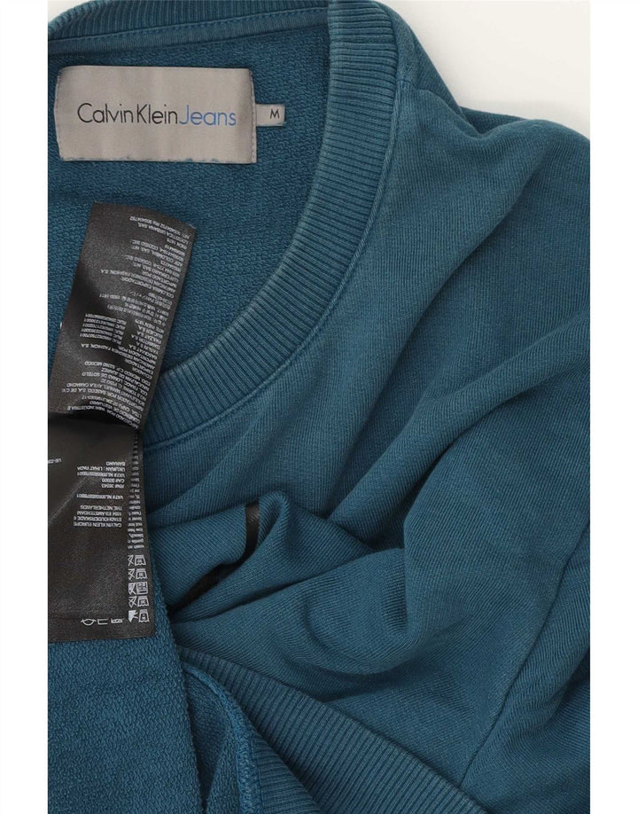 Calvin Klein Jeans Masculino moletom gráfico jumper médio azul algodão