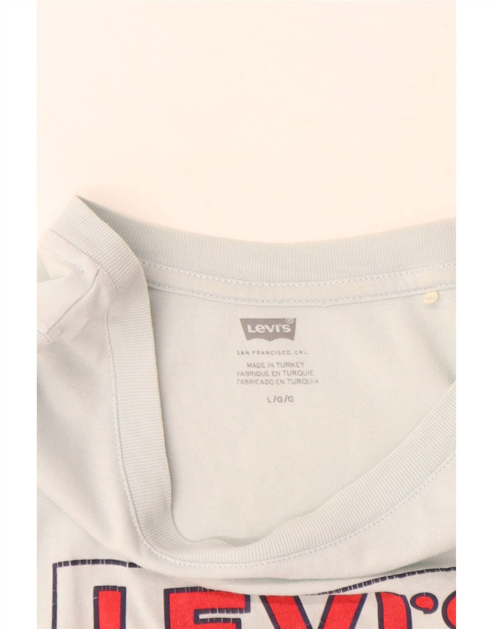 Colete feminino Levi's Crop Graphic Top UK 16 grande algodão azul