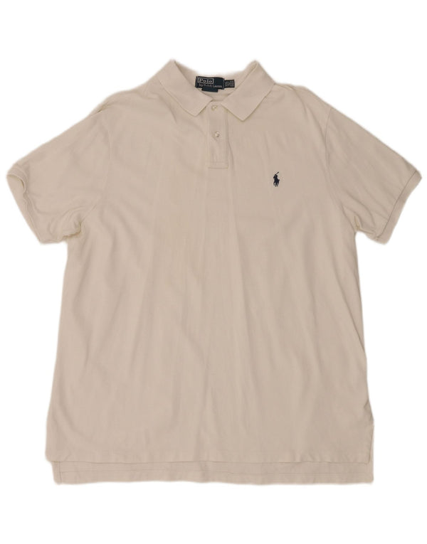 Polo Ralph Lauren Camisa masculina de ajuste personalizado 2XL algodão branco