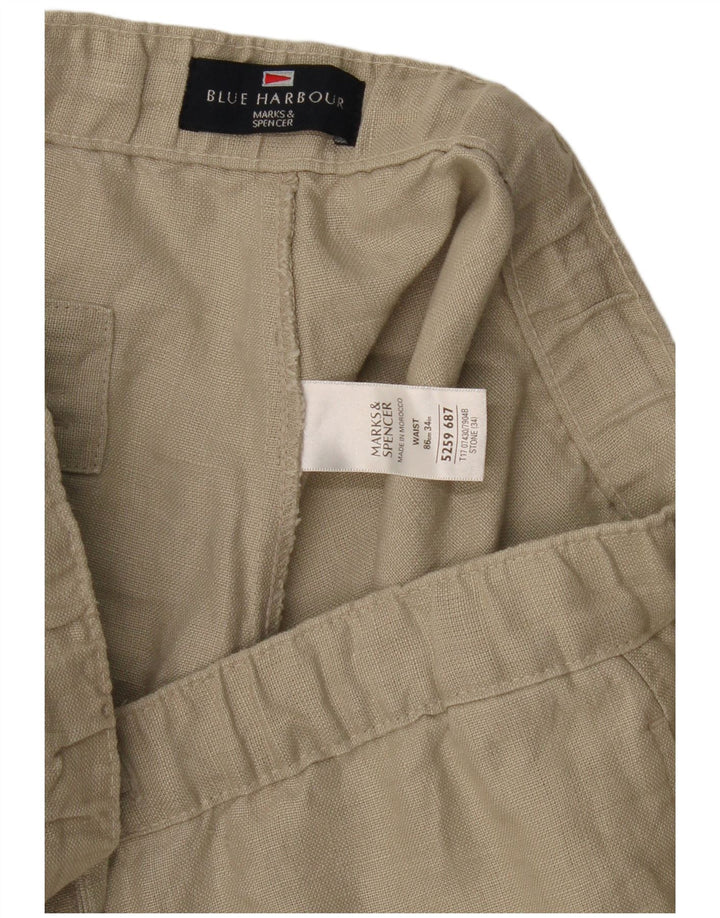 Bermuda masculina Marks & Spencer Blue Harbor W34 grande linho bege