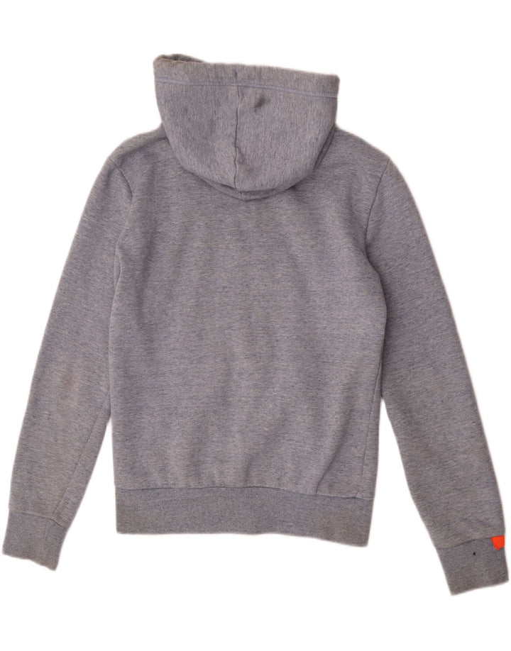 Suéter masculino Superdry com capuz e zíper pequeno algodão cinza