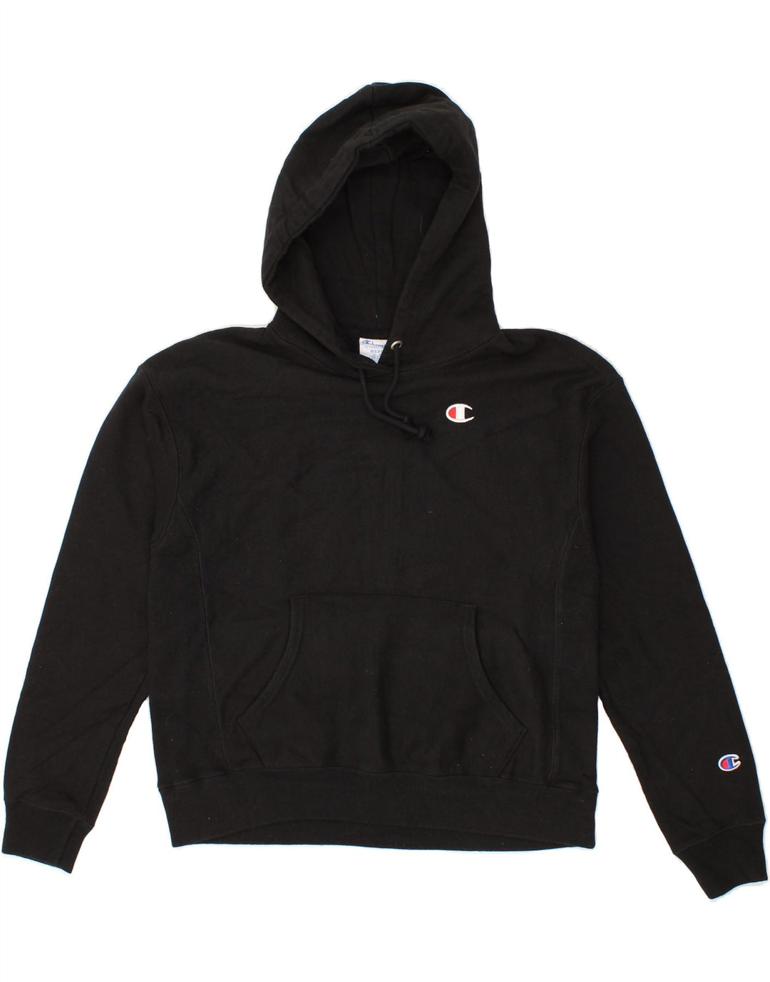 CHAMPION Womens Hoodie Jumper UK 14 Medium Black Cotton Vintage Champion and Second-Hand Champion from Messina Hembry 